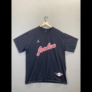 Air Jordan Mens Black T-Shirt Embroidered Short Sleeve Crew Neck Size X-Large"